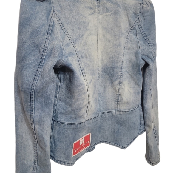Rustic Denim Ladies Pearl Embroidered Cute Cut Jacket Size SMall NWT - Picture 2 of 7